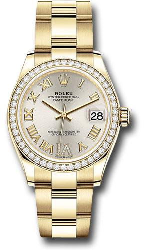 Rolex Datejust 278288RBR Yellow Gold 31 Diamond Bezel - Silver Diamond Six Dial - Oyster Bracelet - sdr6o