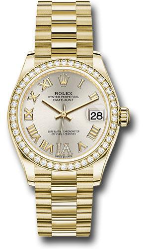 Rolex Datejust 278288RBR Yellow Gold 31 Diamond Bezel - Silver Diamond Six Dial - President Bracelet - sdr6p Main image