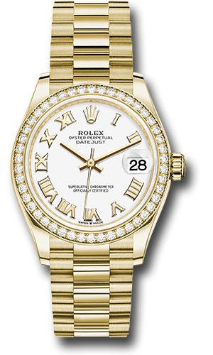 Rolex Datejust 278288RBR Yellow Gold 31 Diamond Bezel - White Roman Dial - President Bracelet - wrp Main image