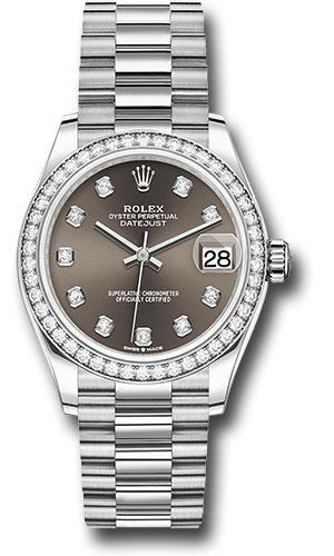 Rolex Datejust 278289RBR White Gold 31 Diamond Bezel - Dark Grey Roman Dial - President Bracelet - dkgrdp Main image