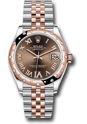 Rolex Datejust 278341RBR Steel and Everose Gold 31 24 Diamond Bezel - Dark Rhodium Diamond Roman VI Dial - Jubilee Bracelet - chodr6j