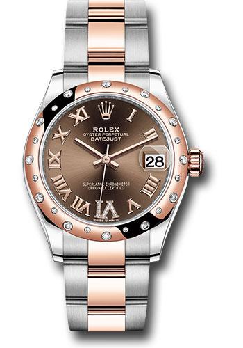 Rolex Datejust 278341RBR Steel and Everose Gold 31 24 Diamond Bezel - Dark Rhodium Diamond Roman VI Dial - Oyster Bracelet - chodr6o