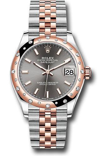 Rolex Datejust 278341RBR Steel and Everose Gold 31 24 Diamond Bezel - Dark Rhodium Index Dial - Jubilee Bracelet - dkrhij