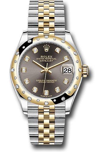 Rolex Datejust 278343 Steel and Yellow Gold 31 Domed Diamond Bezel - Dark Grey Diamond Dial - Jubilee Bracelet - dkgdj