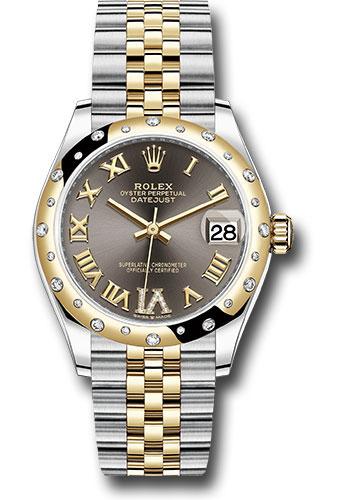Rolex Datejust 278343 Steel and Yellow Gold 31 Domed Diamond Bezel - Dark Grey Diamond Roman Six Dial - Jubilee Bracelet - dkgdr6j