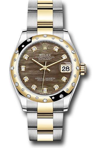 Rolex Datejust 278343 Steel and Yellow Gold 31 Domed Diamond Bezel - Dark Mother-of-Pearl Diamond Dial - Oyster Bracelet - dkmdo