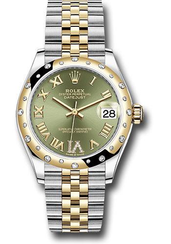 Rolex Datejust 278343 Steel and Yellow Gold 31 Domed Diamond Bezel - Olive Green Diamond Roman Six Dial - Jubilee Bracelet - ogdr6j