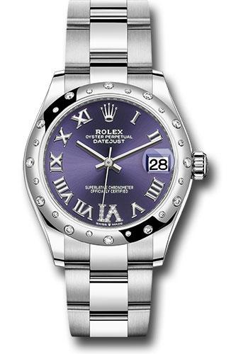 Rolex Datejust 278344RBR Steel and White Gold 31 Domed 24 Diamond Bezel - Aubergine Roman Diamond 6 Dial - Oyster Bracelet - 2020 Release - aubdr6o