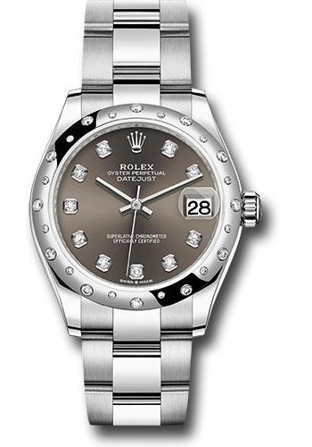 Rolex Datejust 278344RBR Steel and White Gold 31 Domed 24 Diamond Bezel - Dark Grey Diamond Dial - Oyster Bracelet - 2020 Release - dkgdo Main image