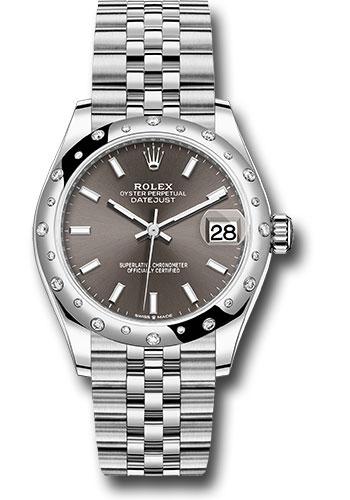 Rolex Datejust 278344RBR Steel and White Gold 31 Domed 24 Diamond Bezel - Dark Grey Index Dial - Jubilee Bracelet - 2020 Release - dkgij Main image