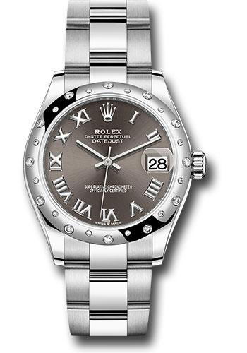 Rolex Datejust 278344RBR Steel and White Gold 31 Domed 24 Diamond Bezel - Dark Grey Roman Dial - Oyster Bracelet - 2020 Release - dkgro Main image