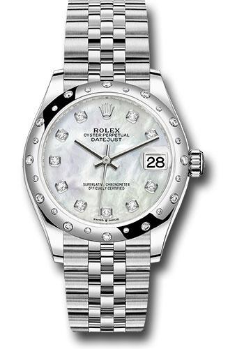 Rolex Datejust 278344RBR Steel and White Gold 31 Domed 24 Diamond Bezel - White Mother-Of-Pearl Diamond Dial - Jubilee Bracelet - 2020 Release - mdj