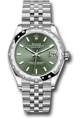 Rolex Datejust 278344RBR Steel and White Gold 31 Domed 24 Diamond Bezel - Mint Green Index Dial - Jubilee Bracelet - 2020 Release - mgij