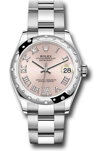 Rolex Datejust 278344RBR Steel and White Gold 31 Domed 24 Diamond Bezel - Pink Roman Diamond 6 Dial - Oyster Bracelet - 2020 Release - pdr6o
