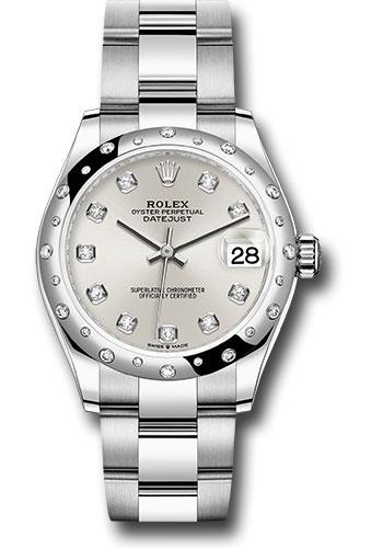 Rolex Datejust 278344RBR Steel and White Gold 31 Domed 24 Diamond Bezel - Silver Diamond Dial - Oyster Bracelet - 2020 Release - sdo