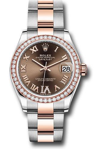 Rolex Datejust 278381RBR Steel and Everose Gold 31 46 Diamond Bezel - Chocolate Diamond Roman VI Dial - Oyster Bracelet - chodr6o