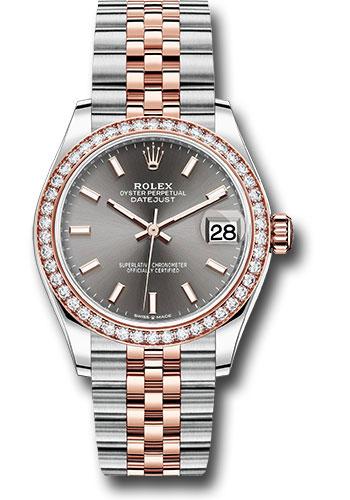 Rolex Datejust 278381RBR Steel and Everose Gold 31 46 Diamond Bezel - Dark Rhodium Index Dial - Jubilee Bracelet - dkrhij