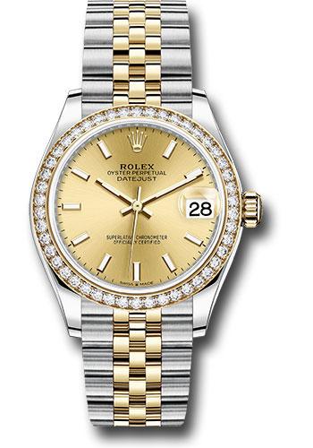 Rolex Datejust 278383RBR Steel and Yellow Gold 31 Diamond Bezel - Champagne Index Dial - Jubilee Bracelet - chij