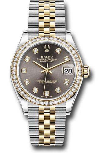 Rolex Datejust 278383RBR Steel and Yellow Gold 31 Diamond Bezel - Dark Grey Diamond Dial - Jubilee Bracelet - dkgdj
