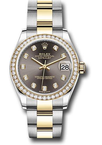 Rolex Datejust 278383RBR Steel and Yellow Gold 31 Diamond Bezel - Dark Grey Diamond Dial - Oyster Bracelet - dkgdo