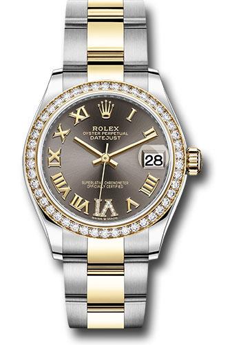 Rolex Datejust 278383RBR Steel and Yellow Gold 31 Diamond Bezel - Dark Grey Diamond Roman Six Dial - Oyster Bracelet - dkgdr6o