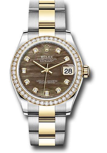 Rolex Datejust 278383RBR Steel and Yellow Gold 31 Diamond Bezel - Dark Mother-of-Pearl Diamond Dial - Oyster Bracelet - dkmdo