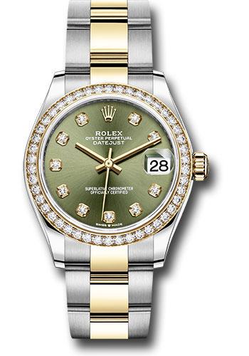 Rolex Datejust 278383RBR Steel and Yellow Gold 31 Diamond Bezel - Olive Green Diamond Dial - Oyster Bracelet - ogdo