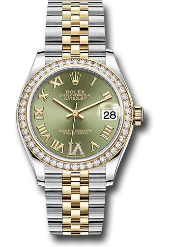 Rolex Datejust 278383RBR Steel and Yellow Gold 31 Diamond Bezel - Olive Green Diamond Roman Six Dial - Jubilee Bracelet - ogdr6j