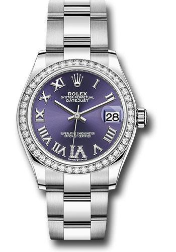 Rolex Datejust 278384RBR Steel and White Gold 31 Diamond Bezel - Aubergine Roman Diamond 6 Dial - Oyster Bracelet - aubdr6o