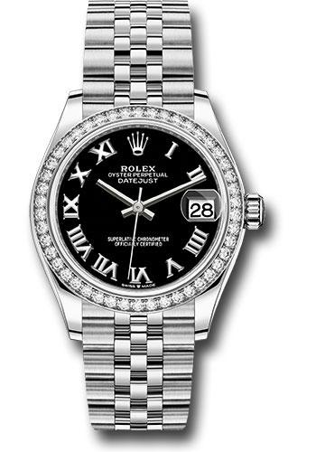 Rolex Datejust 278384RBR Steel and White Gold 31 Diamond Bezel - Black Roman Dial - Jubilee Bracelet - bkrj