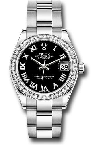 Rolex Datejust 278384RBR Steel and White Gold 31 Diamond Bezel - Black Roman Dial - Oyster Bracelet - bkro Main image