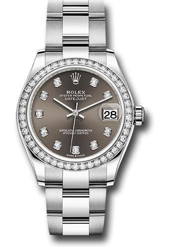 Rolex Datejust 278384RBR Steel and White Gold 31 Diamond Bezel - Dark Grey Diamond Dial - Oyster Bracelet - dkgdo