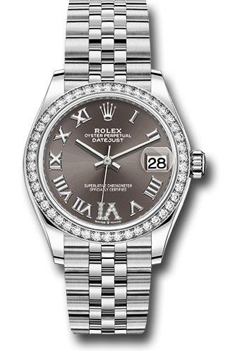 Rolex Datejust 278384RBR Steel and White Gold 31 Diamond Bezel - Dark Grey Roman Diamond 6 Dial - Jubilee Bracelet - dkgdr6j