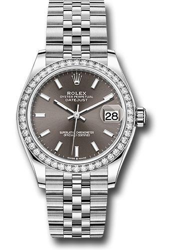 Rolex Datejust 278384RBR Steel and White Gold 31 Diamond Bezel - Dark Grey Index Dial - Jubilee Bracelet - dkgij