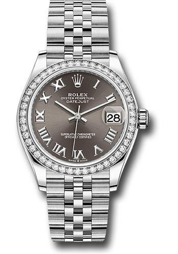Rolex Datejust 278384RBR Steel and White Gold 31 Diamond Bezel - Dark Grey Roman Dial - Jubilee Bracelet - dkgrj