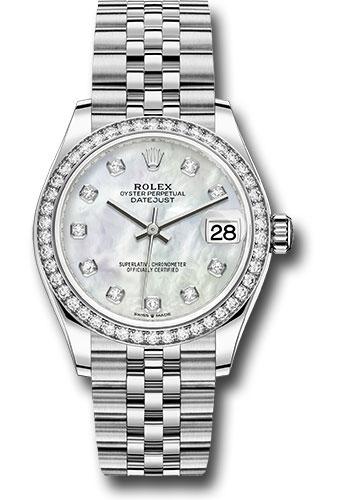 Rolex Datejust 278384RBR Steel and White Gold 31 Diamond Bezel - White Mother-Of-Pearl Diamond Dial - Jubilee Bracelet - mdj Main image
