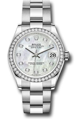 Rolex Datejust 278384RBR Steel and White Gold 31 Diamond Bezel - White Mother-Of-Pearl Diamond Dial - Oyster Bracelet - mdo