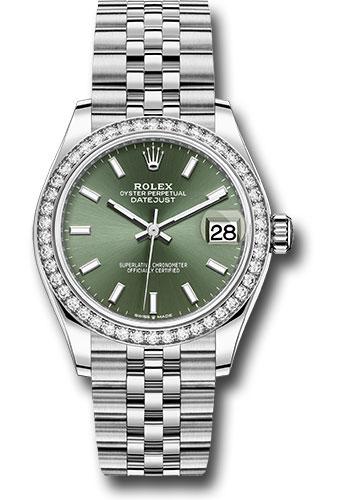 Rolex Datejust 278384RBR Steel and White Gold 31 Diamond Bezel - Mint Green Index Dial - Jubilee Bracelet - mgij