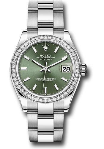 Rolex Datejust 278384RBR Steel and White Gold 31 Diamond Bezel - Mint Green Index Dial - Oyster Bracelet - mgio