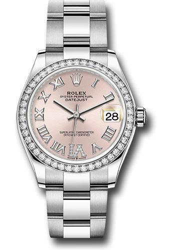 Rolex Datejust 278384RBR Steel and White Gold 31 Diamond Bezel - Pink Roman Diamond 6 Dial - Oyster Bracelet - pdr6o
