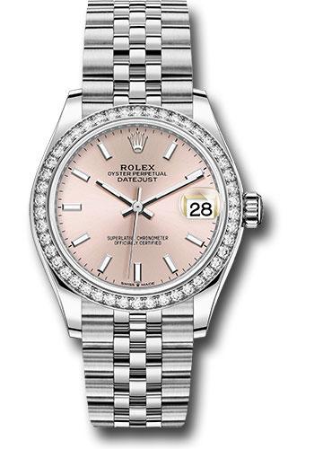 Rolex Datejust 278384RBR Steel and White Gold 31 Diamond Bezel - Pink Index Dial - Jubilee Bracelet - pij