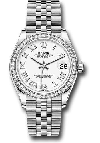 Rolex Datejust 278384RBR Steel and White Gold 31 Diamond Bezel - White Roman Dial - Jubilee Bracelet - wrj