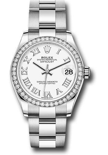 Rolex Datejust 278384RBR Steel and White Gold 31 Diamond Bezel - White Roman Dial - Oyster Bracelet - wro