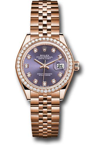 Rolex Lady-Datejust 279135RBR Everose Gold 28 44 Diamond Bezel - Aubergine Diamond Dial - Jubilee Bracelet - adj