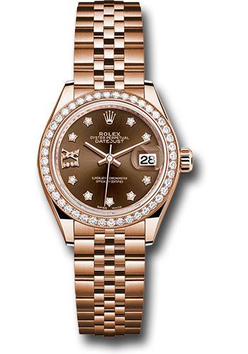 Rolex Lady-Datejust 279135RBR Everose Gold 28 44 Diamond Bezel - Chocolate Diamond Star Dial - Jubilee Bracelet - cho9dix8dj