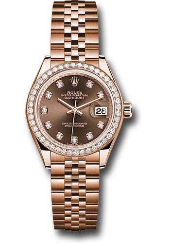 Rolex Lady-Datejust 279135RBR Everose Gold 28 44 Diamond Bezel - Chocolate Diamond Dial - Jubilee Bracelet - chodj
