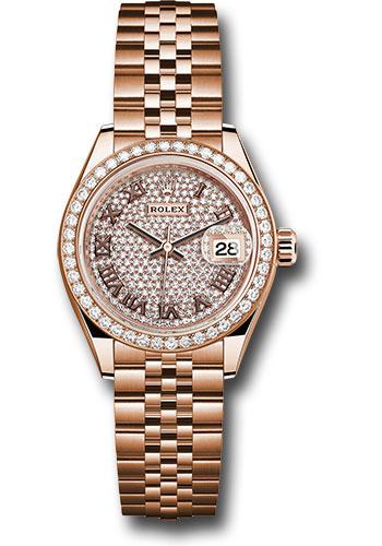 Rolex Lady-Datejust 279135RBR Everose Gold 28 44 Diamond Bezel - Sundust Roman Dial - Jubilee Bracelet - dprj