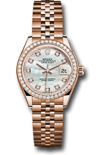 Rolex Lady-Datejust 279135RBR Everose Gold 28 44 Diamond Bezel - Mother-of-Pearl Diamond Dial - Jubilee Bracelet - mdj