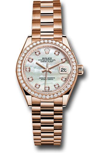 Rolex Lady-Datejust 279135RBR Everose Gold 28 44 Diamond Bezel - Mother-of-Pearl Diamond Dial - President Bracelet - mdp