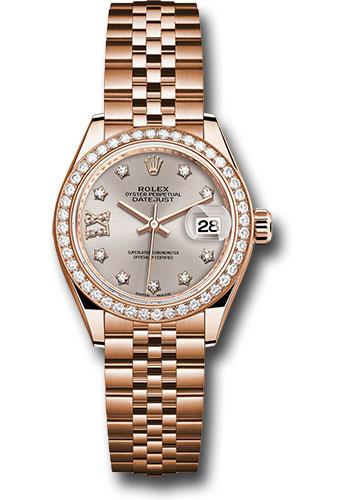 Rolex Lady-Datejust 279135RBR Everose Gold 28 44 Diamond Bezel - Silver Sundust Diamond Star Dial - Jubilee Bracelet - s9dix8dj
